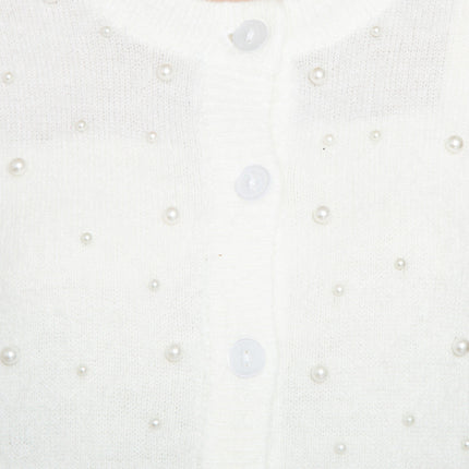 Women's Faux Pearl Cardigan in Cashmere-like Soft Knit