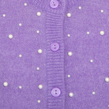 Women's Faux Pearl Cardigan in Cashmere-like Soft Knit