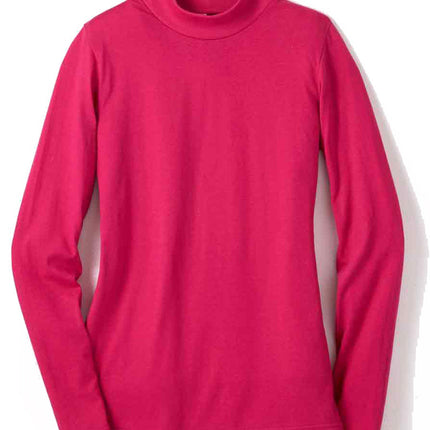 Women's Long Sleeve Cotton Blend Mock Neck Top - An All-Season Essential