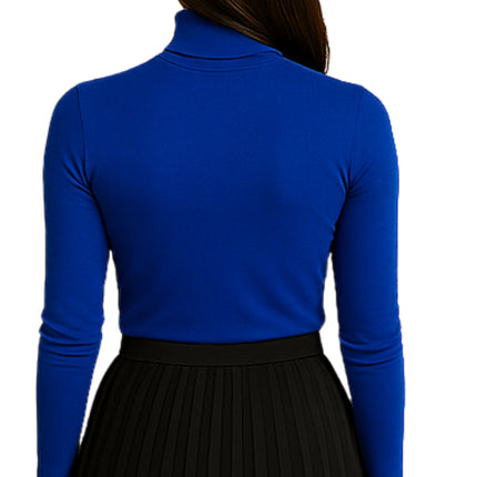 Women's Long Sleeve Cotton Blend Mock Neck Top - An All-Season Essential