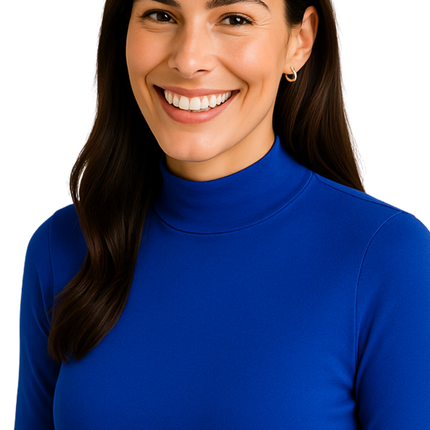 Women's Long Sleeve Cotton Blend Mock Neck Top - An All-Season Essential