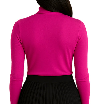Women's Long Sleeve Cotton Blend Mock Neck Top - An All-Season Essential