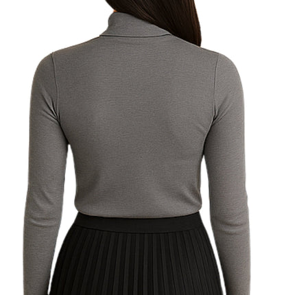 Women's Long Sleeve Cotton Blend Mock Neck Top - An All-Season Essential