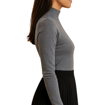 Women's Long Sleeve Cotton Blend Mock Neck Top - An All-Season Essential