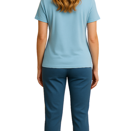 Women's Scalloped Neckline Embellished Tee