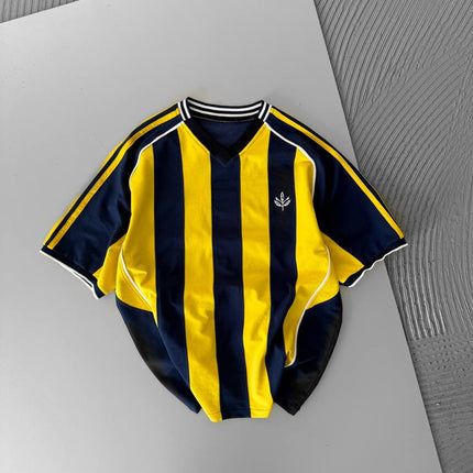 Yellow Black Striped Cotton T-Shirt / Jersey Style Sporty Tee