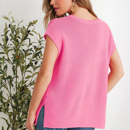 Pink Round Neck Sweater Top