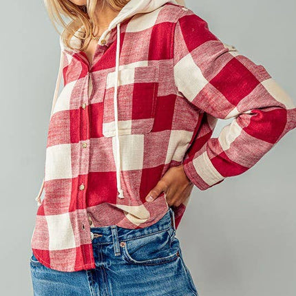 Black & White Hooded Flannel