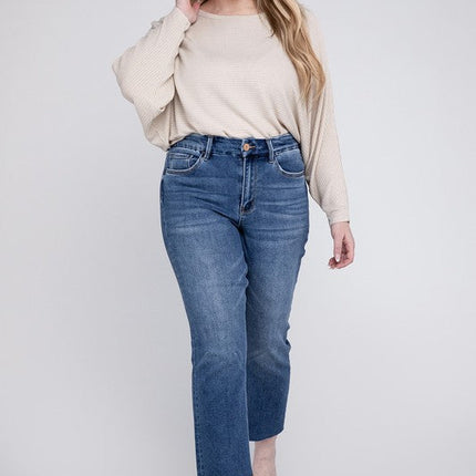 Plus Size High Rise Slim Straight Jeans