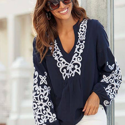 Embroidered Long Sleeve Blouse