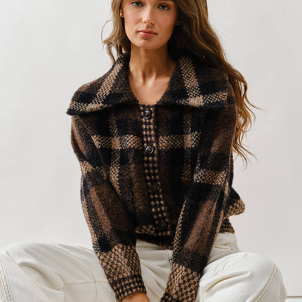 Plaid Button Up Sweater