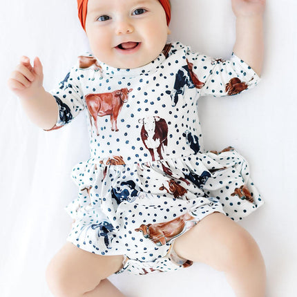 SALE Moo Meadows 3/4 Sleeve Twirl Bodysuit