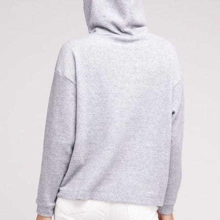 Hooded Brushed Melange Hacci Sweater
