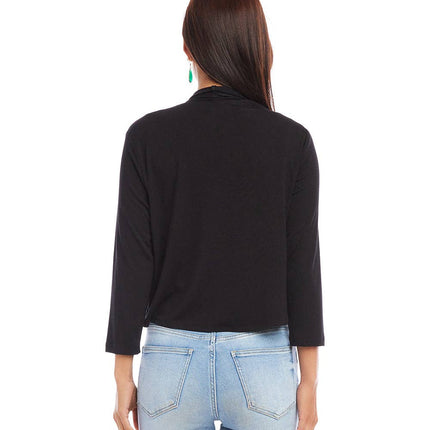 Black Open Front  Cardigan