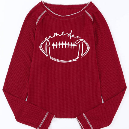 Game Day Rugby Football Knit Graphic Top
