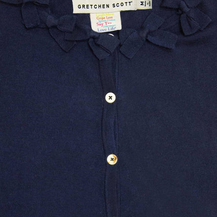 Navy Bow Trimmed Cardigan