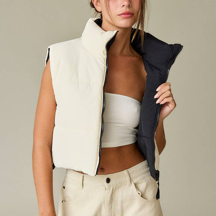 Reversible Cropped Puffer Vest