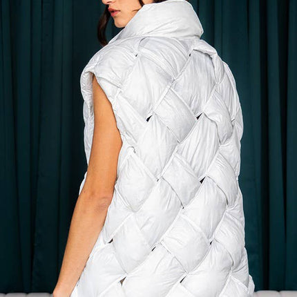 Camel Button-Up Puffer Vest