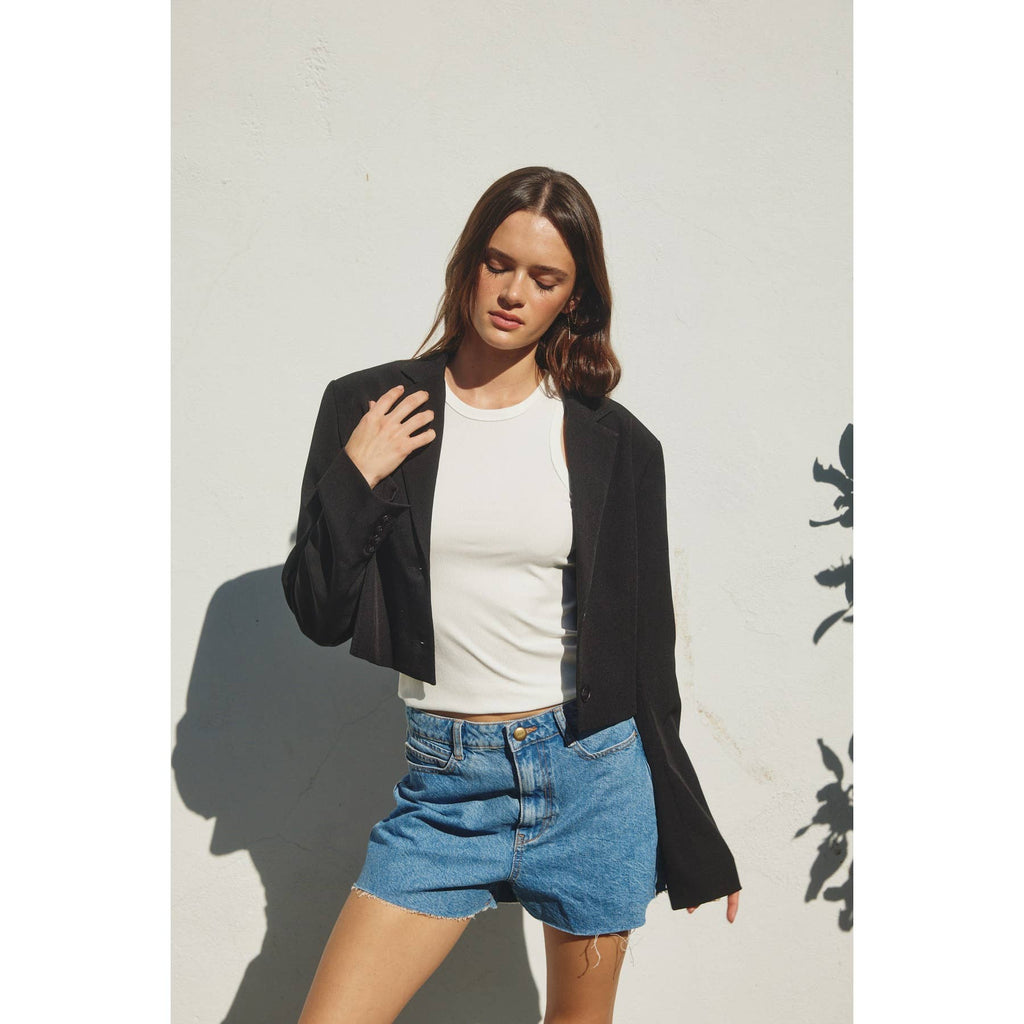 Black Cropped Classic Blazer