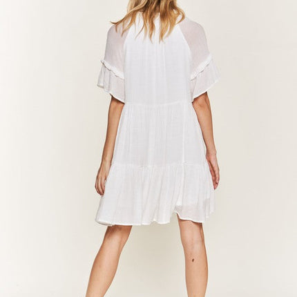 Ruffled neck tiered mini dress JBJ1054A