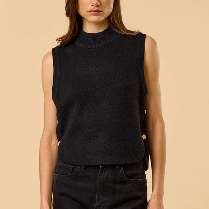 Black Mock Neck Sleeveless Sweater