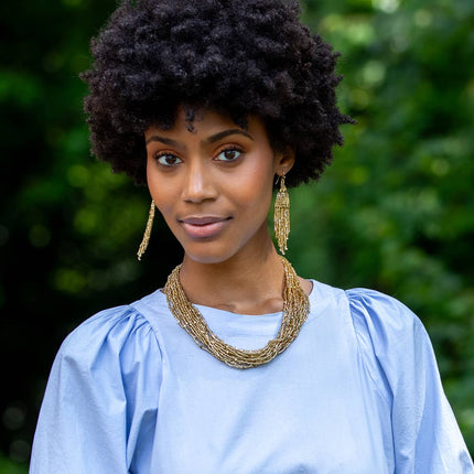 Beaded Multi-Strand Bib Necklace