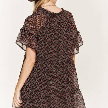Floral print v-neck mini dress JBJ1054