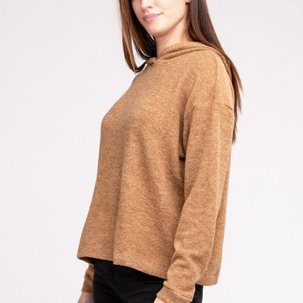 Hooded Brushed Melange Hacci Sweater