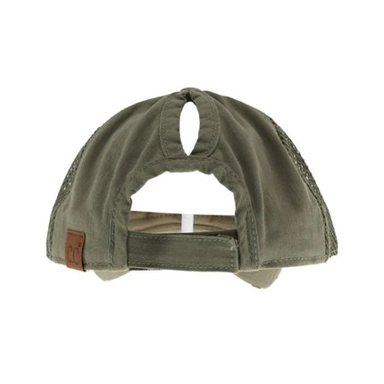 Khaki High Ponytail Ball Cap