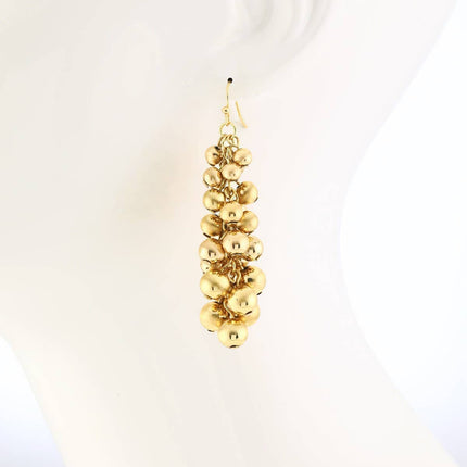 Gold Metal Bead Drop Earrings