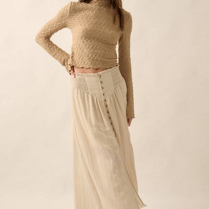 Geometric-Lace Knit Top