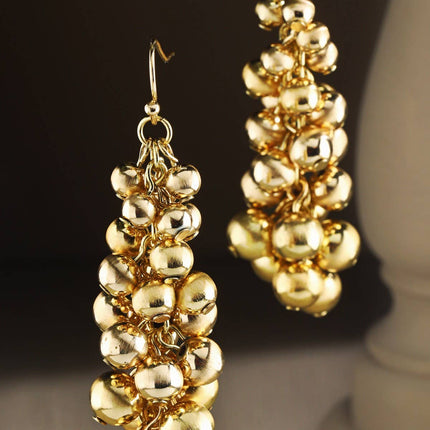 Gold Metal Bead Drop Earrings