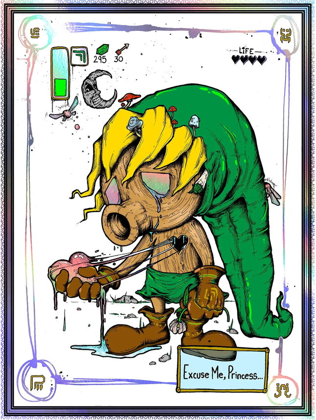 Aaron Brooks "Excuse Me, Princess (Medium Rainbow Foil)" Print