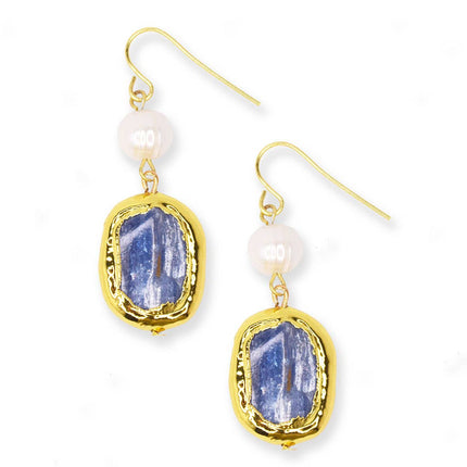Kyanite and pearl drop earrings