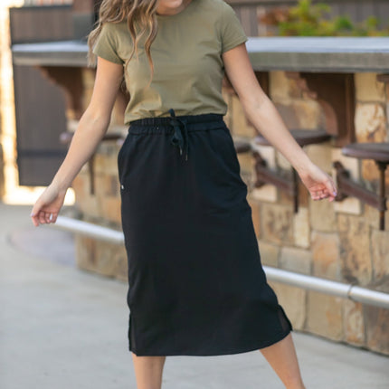 Abbie Mesh Detail Knit Midi Skirt