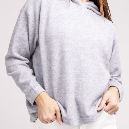 Hooded Brushed Melange Hacci Sweater