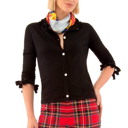Navy Bow Trimmed Cardigan