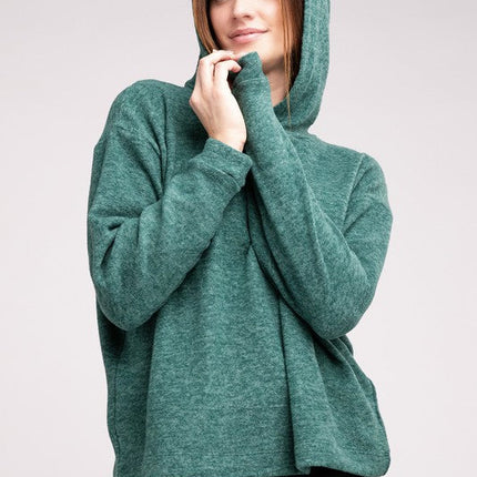 Hooded Brushed Melange Hacci Sweater
