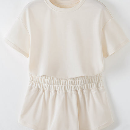 Luxury Cropped Tee and Ruffle High Waist Skort Set