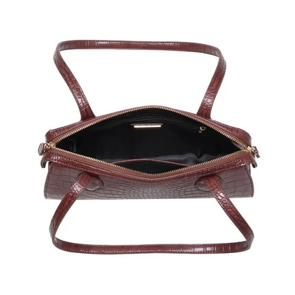 Essential Croc Print Shoulder Bag- Chocolate