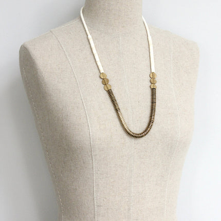 Gold/white beaded necklace