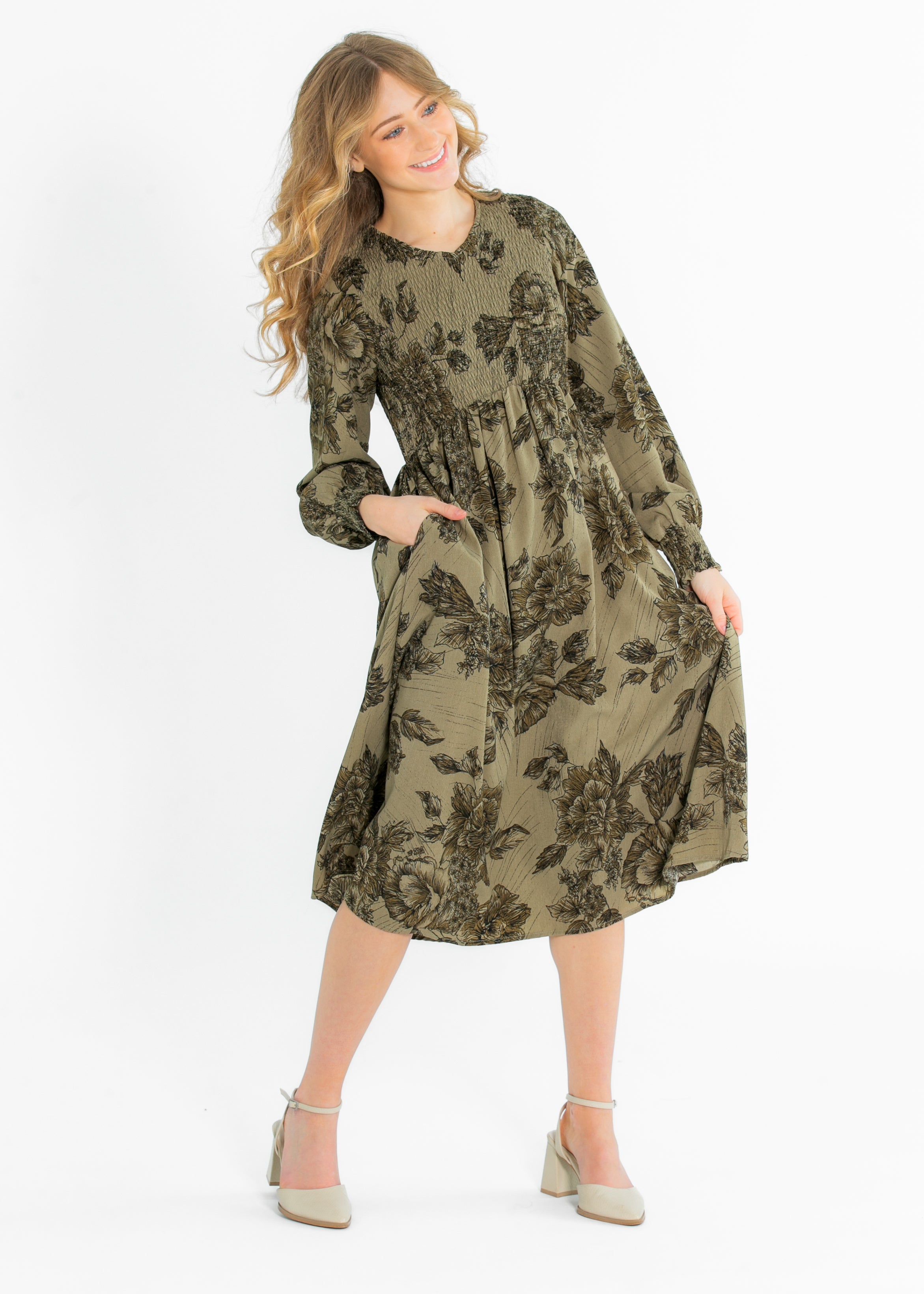 Aleeyah Smocked Midi Dress - FINAL SALE