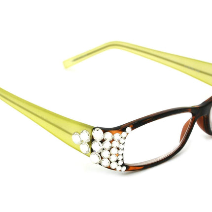 All Favorite, (Bling) Reading Glasses Women Adorned W (Clear)   (Tortoise Brown, Green) Frame +4 +4.5 +5 +6 NY Fifth Avenue.