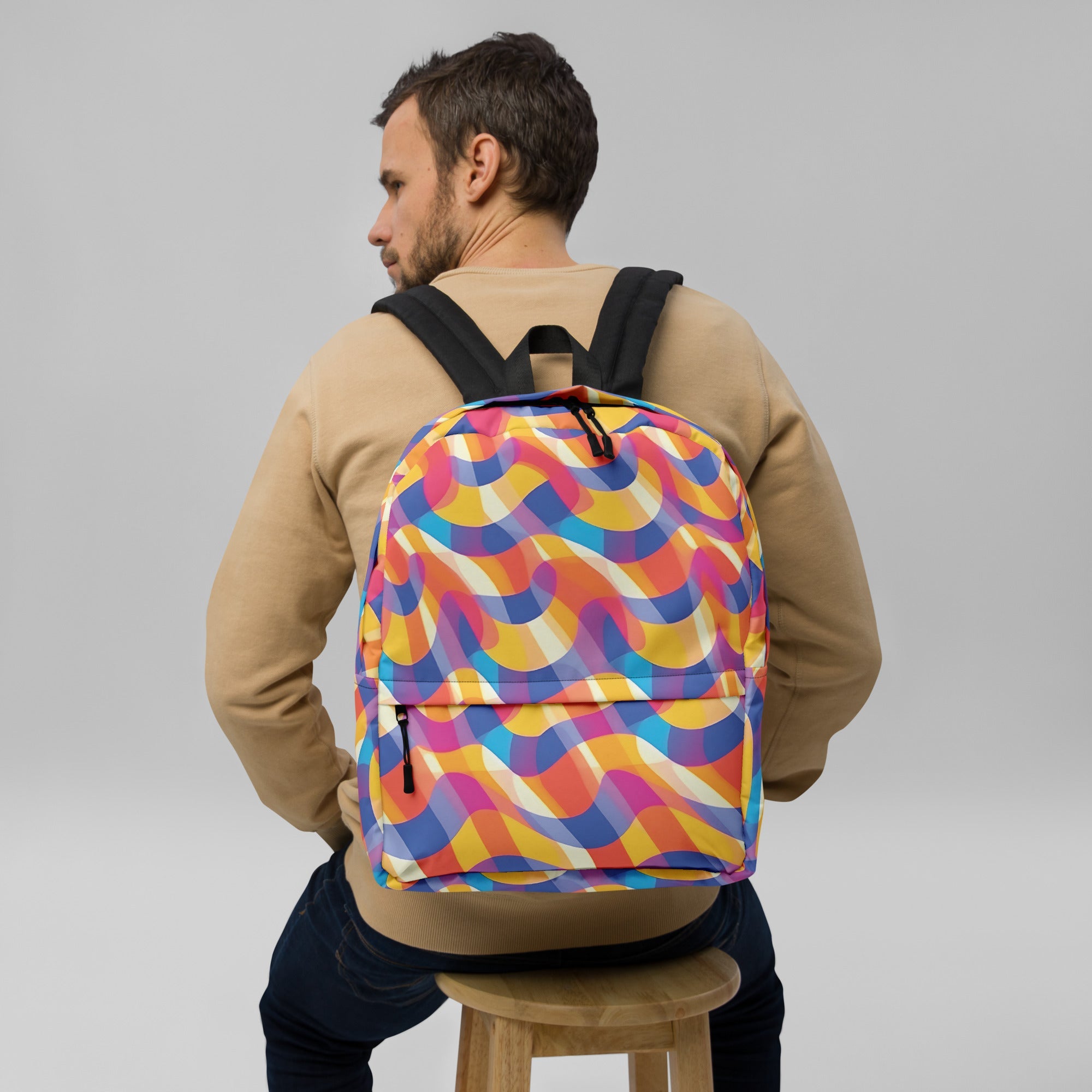 Vibrant Abstract Festival Backpack for EDM Lovers