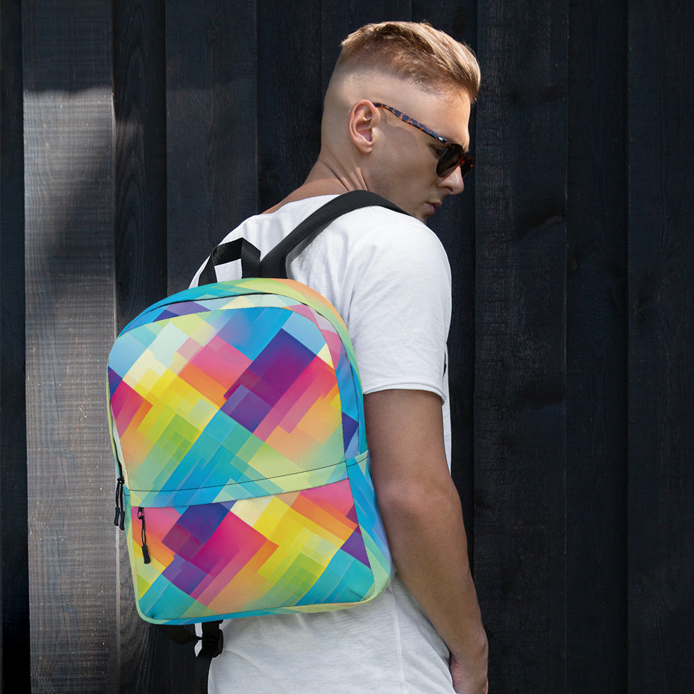 Vibrant Neon Plaid Festival Backpack
