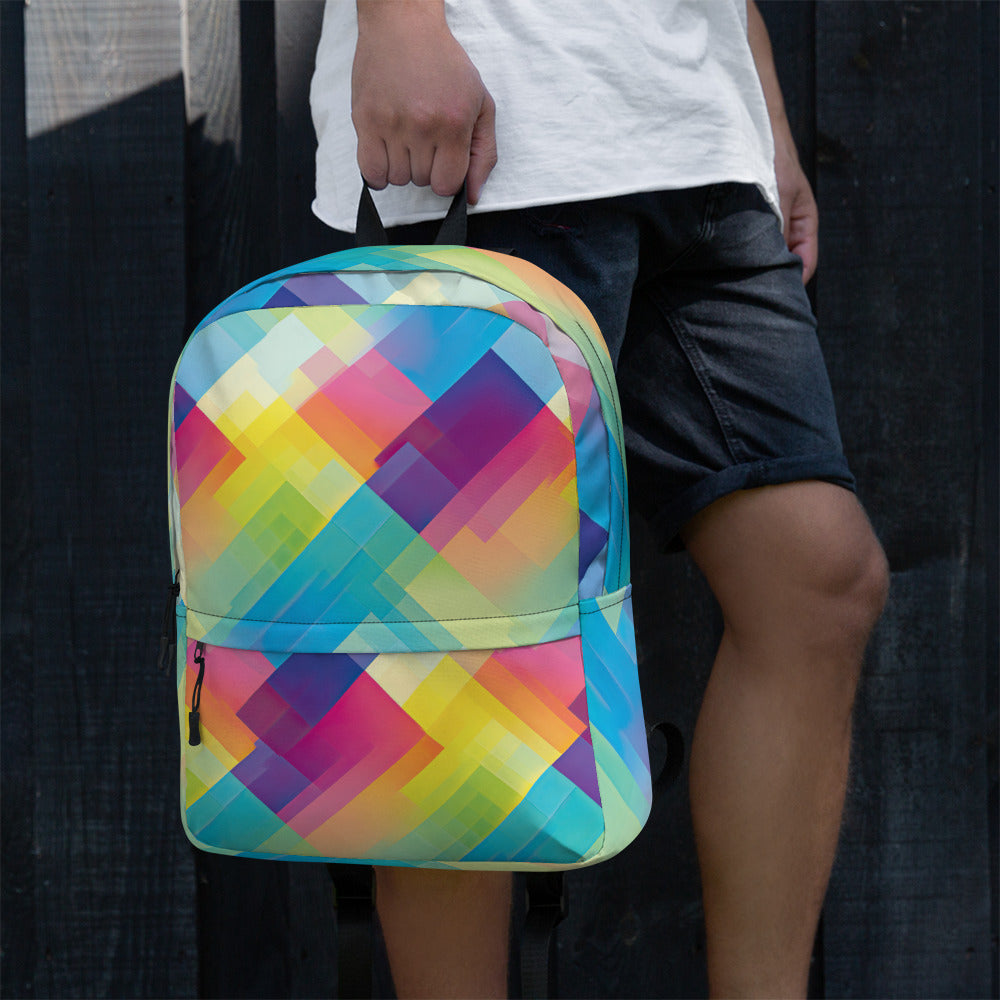 Vibrant Neon Plaid Festival Backpack