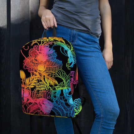 Vibrant Neon Lace Rave Backpack