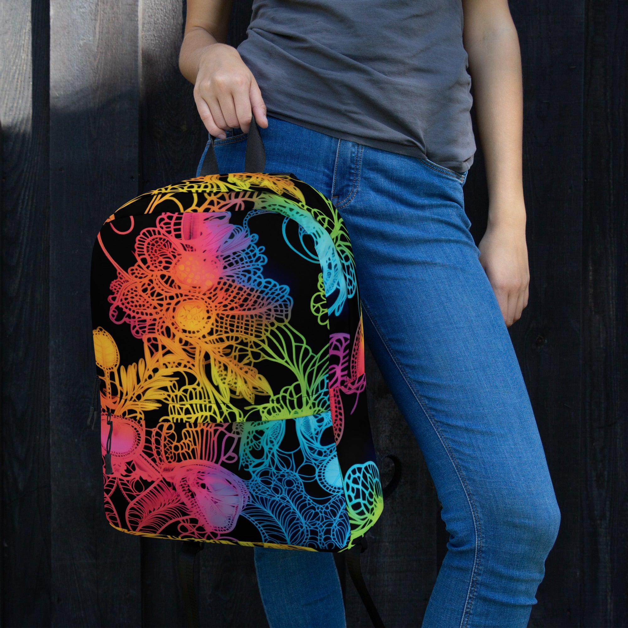 Vibrant Neon Lace Rave Backpack