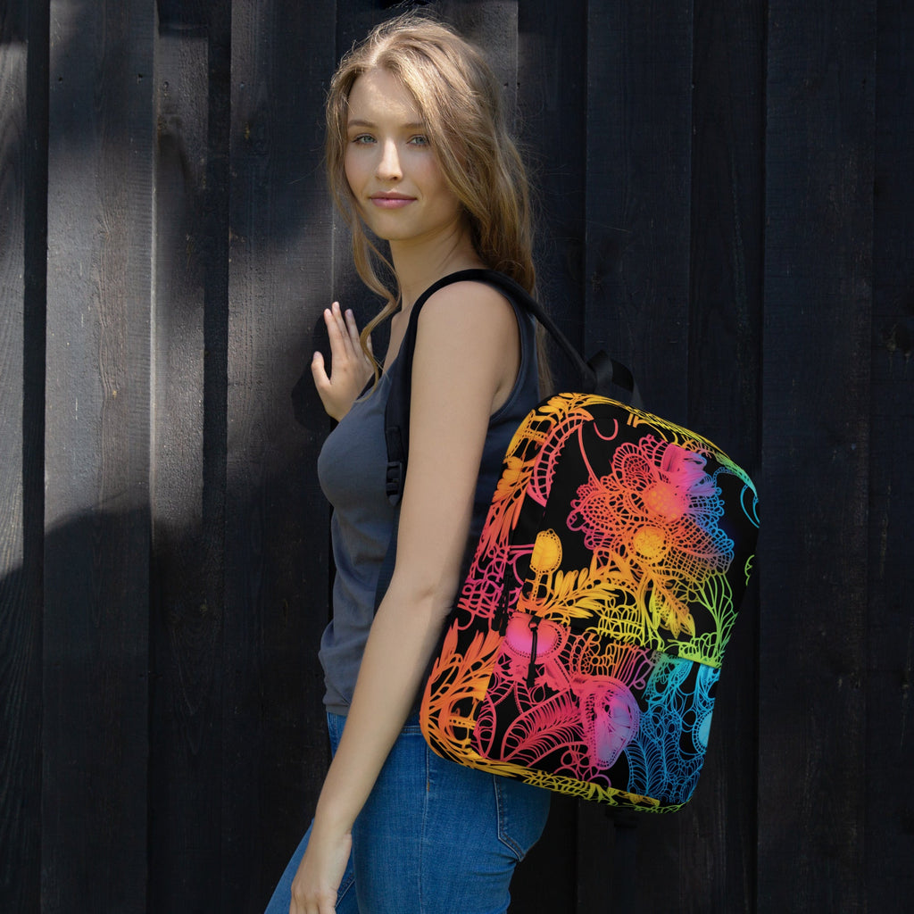 Vibrant Neon Lace Rave Backpack