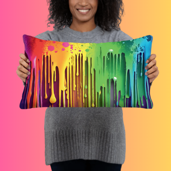 Psychedelic Abstract Paint Drip Pillow for Festivals